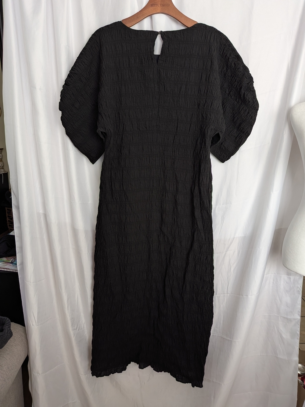 Mara Hoffman Black Aranza Textured Balloon-Sleeve Maxi Dress Size XL - Picture 7 of 7